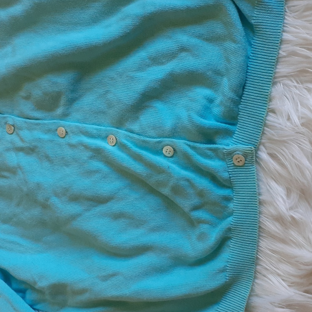 Lilly Pulitzer Aqua Cotton Cardigan Size Petite Medium - Picture 9 of 12